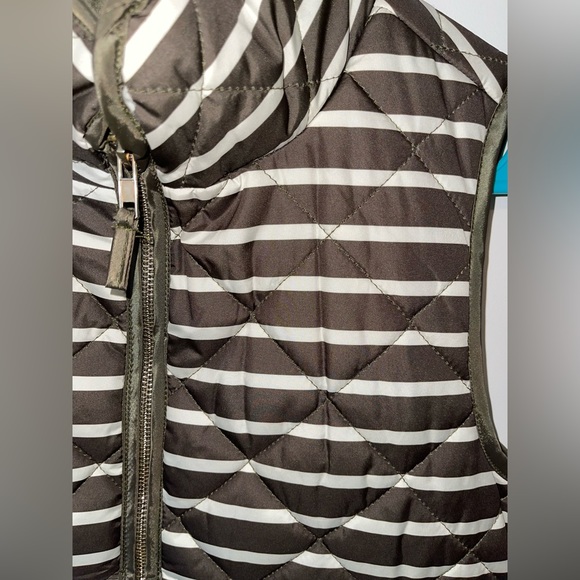 Rosette Olive & Cream Striped Quilted Vest - Picture 2 of 5